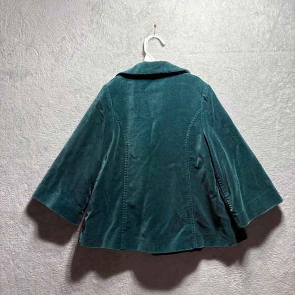 Janie & Jack Girls Double Breasted Teal Velvet Pea Coat Size 2-3 Years 2T 3T - Picture 5 of 5
